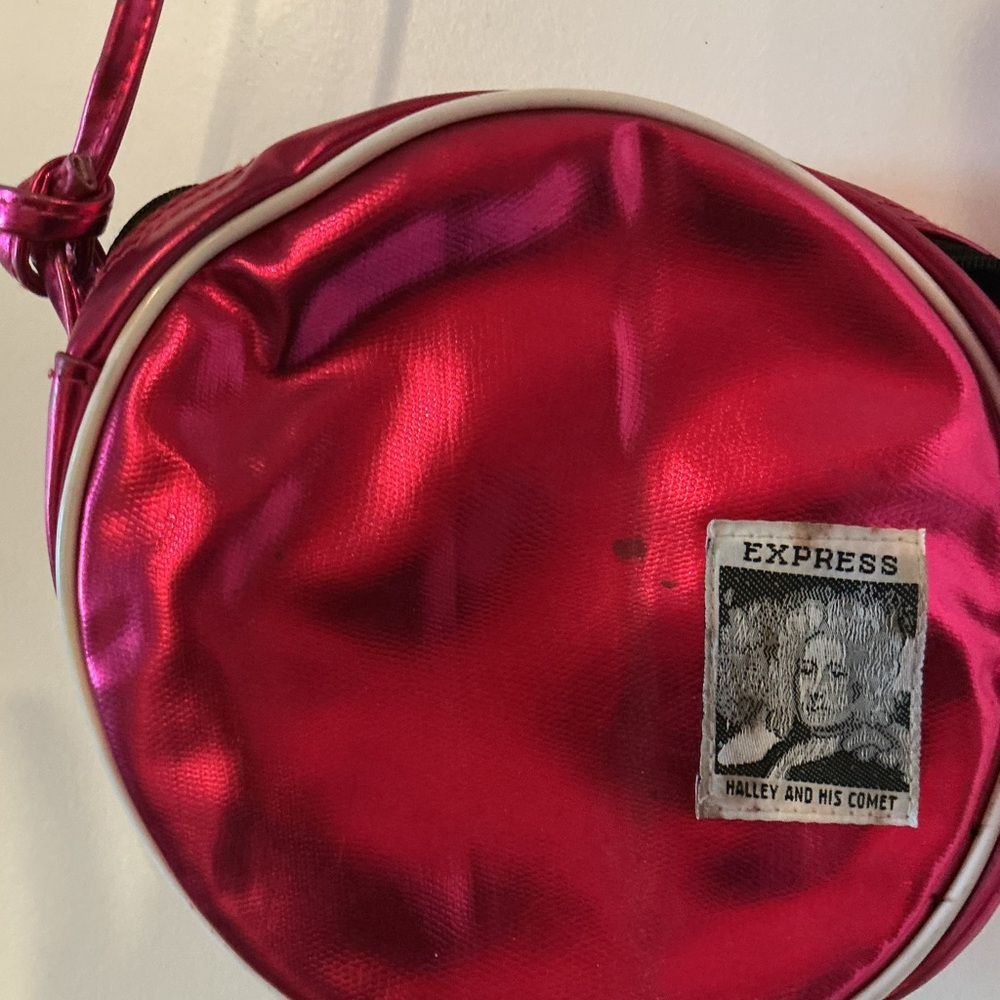 Vintage 1986 Express Metallic Pink RARE Crossbody Halley and His Comet Bag - Picture 2 of 16